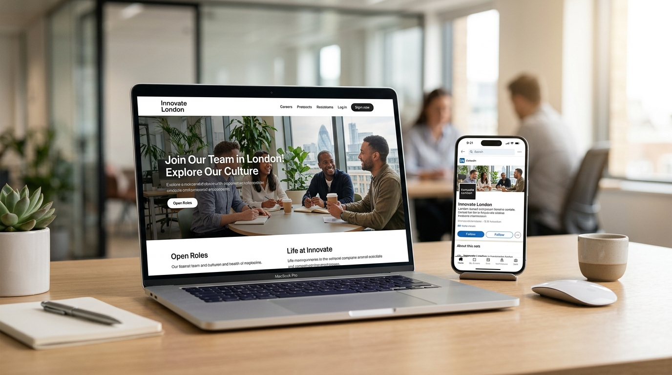London company careers website and LinkedIn company page with employer brand event photography for event photos for HR and talent guide
