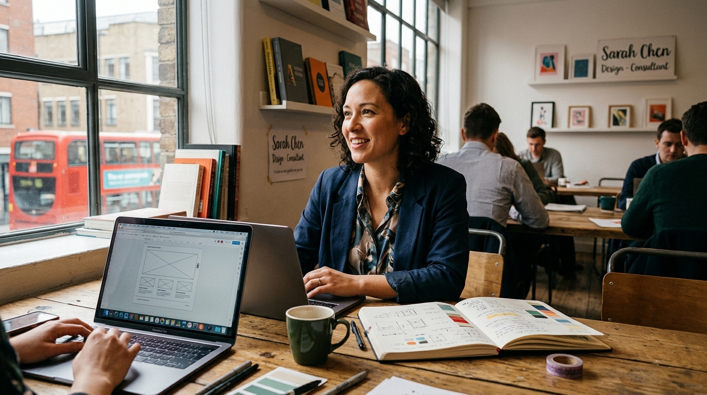 London entrepreneur in natural working environment for personal branding photos vs headshots guide
