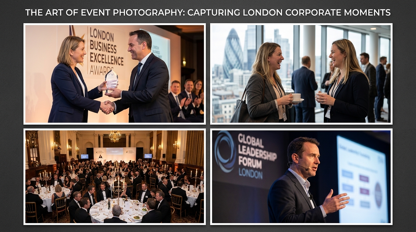  London corporate event photography outputs showing editorial quality press and awards images for photography vs videography events guide