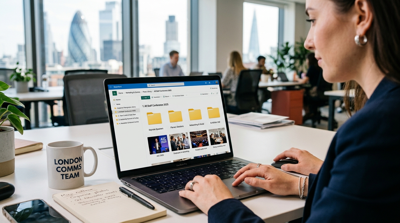 London corporate internal image library organised in SharePoint folders for corporate photography internal use guide