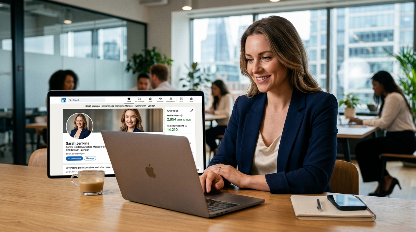  London professional LinkedIn profile with strong headshot showing engagement for headshots for LinkedIn guide