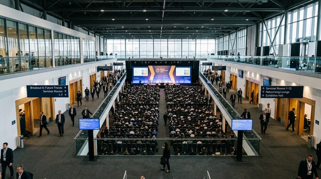 London multi-session conference venue with large plenary hall and breakout rooms for how to plan event photography coverage guide